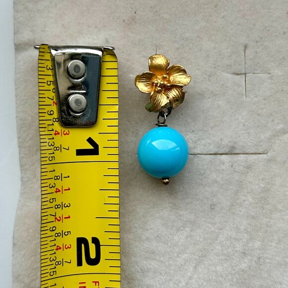 Sissy Yates Floral 24K Gold-Plate and Turquoise Drop Earrings - Picture 9 of 10